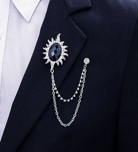 Pins Broschen Vintage Quaste Kette Brosche Pin Metall Kristall Anzug Hemd Kragen Abzeichen Corsage Anstecknadeln Für Männer Schmuck Geschenke9981675