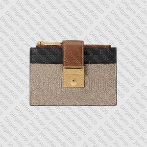 658228 Padlock Card Case Portfer Designer Women Canvas Monety Zamek Uchwyt monety z pudełkową torbą do kurzu221z