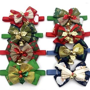 Dog Apparel Holiday Pet Bow Ties Christmas Small Bowties With Bell For Cute Cats Fashion Cat Grooming Accessories