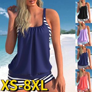 Kvinnliga modeswimsuit Två stycken Set Tankini Summer Design Printing Bathing Suit Loose Beachwear Female Monokin XS8XL 231225