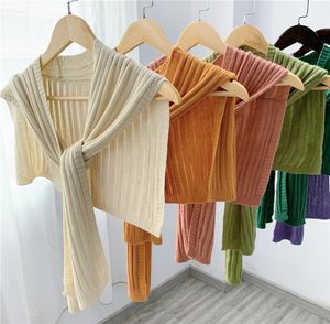 New Korean Autumn Winter Knit Outside Solid Color Shawl Female Fake Collar Knotted Tie Airconditioned Room Shawl Women Scarf9840764