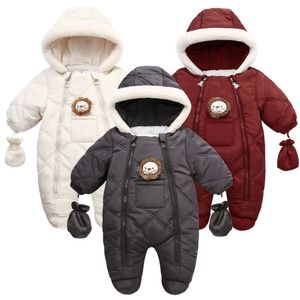 Born Baby Snowsuit Tuta Spessa Calda Infantile Con Cappuccio Pagliaccetti Capispalla Cartoon Bambino Ragazzo Ragazza Abiti Invernali 231225