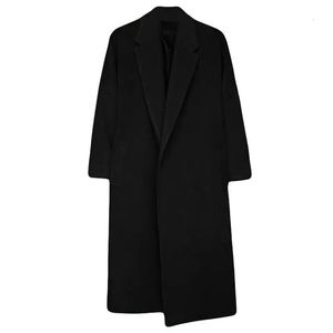 Japanese Elegant Windbreaker Men's Long Thickened Warm Woolen Coat Men's Trendy Male Oversized Trench Coat Korean Streetwear 231225