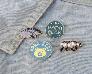 Broches de desenho animado da série urso polar, broche feminino de liga redonda com letras de animais, broche europeu de esmalte, árvore de montanha e lua pi9099548