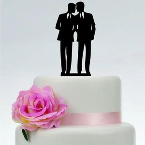 الإمدادات بالجملة الاكريليك بريق الذهب/الفضة مثلي الجنس الرجال زوجين كعكة زفاف الكعكة توبيبر الكعكة أعلى القبع