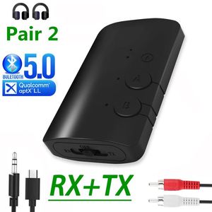 الموصلات APTX HD LL Bluetooth 5.2 جهاز إرسال جهاز استقبال 3.5 مم RCA Jack Aux محول الصوت اللاسلكي.