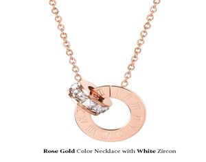 High quality 18K gold plated Zircon Crystal Circle Ring Pendant Necklace Fashion jewelry Silver Color Roman Numeral Rings Women Gi6868529