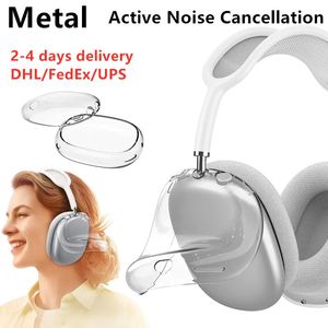 For Airpods Max CASES Metal Active Noise Cancellation Earphones Accessories Transparent TPU Solid Silicone Waterproof Protective Case