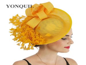 Nova imitação sinamay fascinante coquetel feminino chapéu fascinator grampo de cabelo noiva fantasia flor millinery boné derby festa headwear1085705