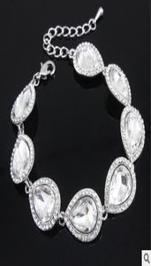 Nya Crystal Bridal smycken sätter Silver Color Teardrop Bridal Armband örhängen Set Wedding Jewelry 4666930