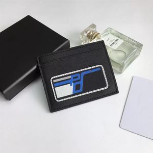 2cm223 Ganzmodische schwarze ID -Kreditkartenhalter Frau Mini Brieftasche echte Ledermänner Designer reine Farbe doppelseitig mit 202u
