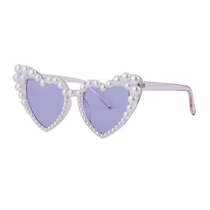 Luxurious Hearts Sunglasses Candy Frame With Full Artificial Pearls Fashion Women Sun Glasses