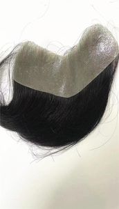 100 insan saç parçası v döngü ön saç çizgisi alın Toupee Süper İnce Cilt PU Frontal Hairlines Erkek Toupees Saç Yama Parçası 4225594