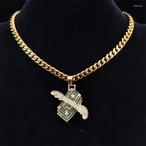 Ожерелья с подвесками, эффектные летающие доллары для мужчин, хип-хоп, 4 мм, медь, циркон, теннисные цепочки, блестящее ожерелье, ювелирное изделие, подарок