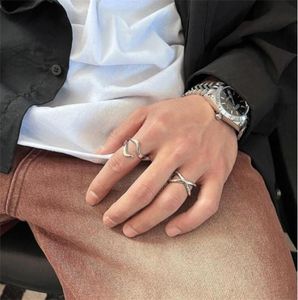 Orijinal retro basit takım yüzüğü moda erkek kişilik hiphop moda niş tasarım açılış takı aksesuarları5795086