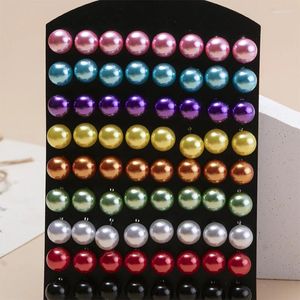 Orecchini a bottone 36 paia/set Set di perle simulate glassa multicolore per gioielli da donna su sfera auricolare 8 10mm