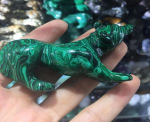 Natural Malachite Quartz Crystal Gemstone Wolf Reiki Healing Hand Carved Crystal Animal for Home Decoration9334975