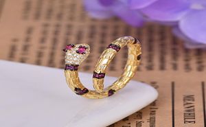 Europeiska och amerikanska NE Zircon Gold Color Opening Ring Snake Fashion Ring Holiday Party Present prydnad ZK405836055