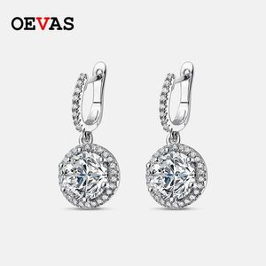 Knot Oevas 100% 925 Sterling Silver 11*11mm Round High Carbon Drop Earrings For Women Sparkling Wedding Party Fine SMEEXKE