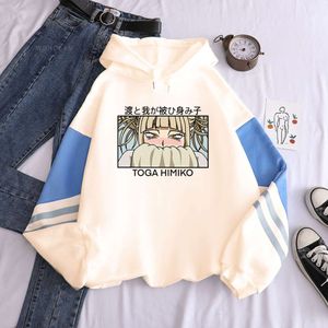 Haruku My Hero Academia Anime Hoodies Kawaii Cartoon Shy Girl Graphics Himiko Toga Men Women Long Sleeve Patchwork Sweatshirts