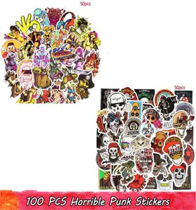 100 datorer Horrible Punk Skull Waterproof Stickers Pack för tonåringar Vuxna till DIY Telefon Laptop Water Bottle Bagage Scrapbook Bike Decals2719317