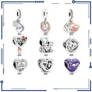 925 Silver 2022 Mother's Day New Product Love Shaped Charming Bear Bracelet PAN Beads DIY Beads Charming Women's Jewelry Gifts Free Shipping