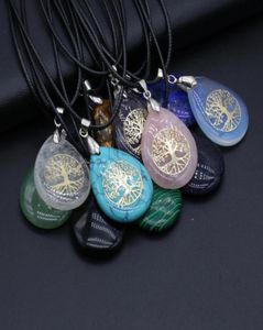 Naszyjniki wiszące Reiki Healing 7 Chakra Crystal Agates Naszyjnik Amulet Kamień naturalny Lapis Lazuli Energia dla kobiet Prezent biżuterii 6575141