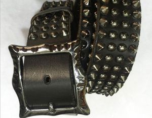 2016 Cinturon Heavy Metal Rivet 100 Genuine Leather Punk Belts Men HipHop Cowboy Motorcycle Rock Men Belt brand new BT007s308503257
