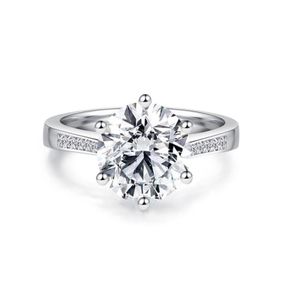 Cluster Rings Lesf Luxury 4 CT Solitaire Engagement Round Cut 6 Prong Sona Diamond 925 Sterling Silver Wedding Ring for Women8750072