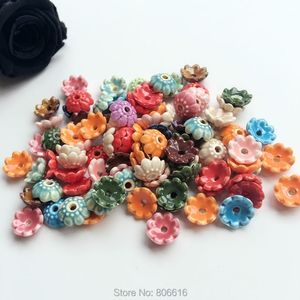 10 MM 100 Stücke Handgemachte Blume China Keramik Porzellan Perlenkappen Schmuck Erkenntnisse Zubehör 240112