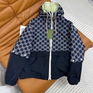 Women's Down Parkas Designer Brand New Navy Blue Drawstring Cotton Canvas Långärmad huvjacka för hösten 2023 GM6B