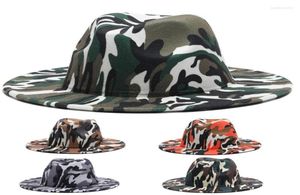 Wide Brim Hats Fedora Women Men Camouflage Casual Jazz Cap Print Western Cowboy Luxury Outdoor Formal Dress Felted Hat Eger227521518