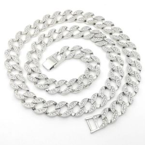14K VIT SOLID FINE GULD FINANCE ICed Out Cuban Miami Chain Link Micro Pave Lab Diamond Necklace Long 30 tum 15mm Wide3097913