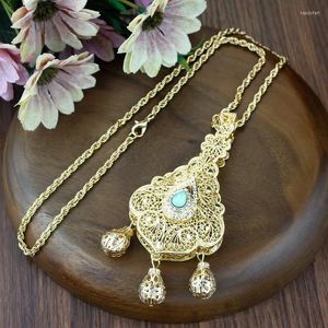 Necklaces Pendant Necklaces Neovisson Gold Color Dubai Women Necklace Sweater Chain Morocco Ethnic Bride Wedding Jewelry Elegent Body Access