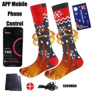 Electric Socks Mobiltelefon Temperaturkontroll är laddningsbara och elektriskt uppvärmda tre hastighetsinter utomhussporter 231226