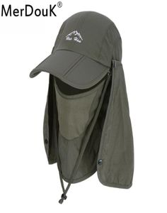 Czapki słoneczne kapelusze czapki UV 360 ochrona słoneczna UPF 50 Wyjmowana składana klapa klapka na szyję Caks dla mężczyzn Baseball Y190520046883266