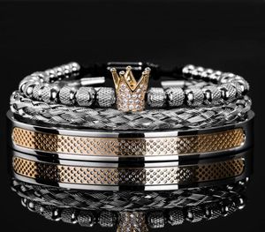 Роскошный комплект ручной работы для мужчин браслеты с короной контрастного цвета браслеты с пряжкой из пеньковой веревки открытая нержавеющая сталь Micro Pave CZ Jewelry7551958
