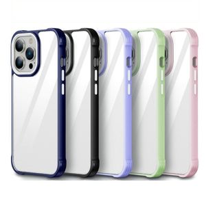 Umrandete, farbige, matte, klare, harte PC-stoßfeste Handyhüllen für iPhone 14 13 12 Mini 11 Pro Max XS X XR 6 7 8 Plus Four Corners Case5954604