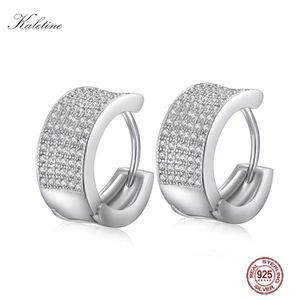 Huggie Kaletine Solid 925 Sterling Silver Big Hoop Earrings For Women Six Row CZ Huggie Earings Fashion Smycken Män Kpop