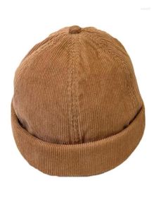 Beanieskull Caps Retro Beanie Sailor Hat Docker Cap Corduroy Brimles