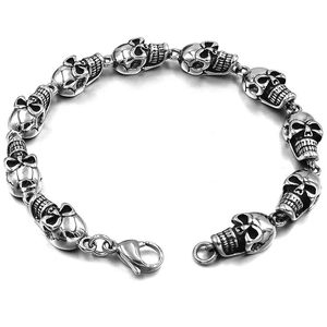 Bangle Gokadima Fashion Biker Skull Bransoletka Man 316L Biżuteria ze stali nierdzewnej Punk Rock Style Party Prezent WB074