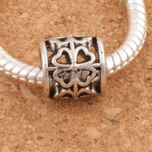 Alloy Tube Clover Round Metal Big Hole Loose Beads 122pcs lot 9x9x9 mm Antique Silver Fit European Bracelets Jewelry DIY L1392278p