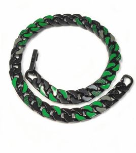 jewelry luxury high quality designer Ins hip hop fashion simple black chain green baking paint personalized trend Cuban Bracelet2553534