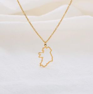 10PC Outline Republic of Ireland Map Necklace Continent Europe Country Dublin Pendant Chain Necklaces for Motherland Hometown Iris2342418