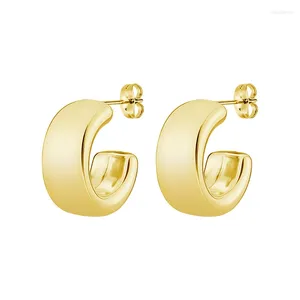 Stud Earrings Simple Metal Wide Face C - Shaped For Women Sporty Party OL Fashion Jewelry Ear Accessories