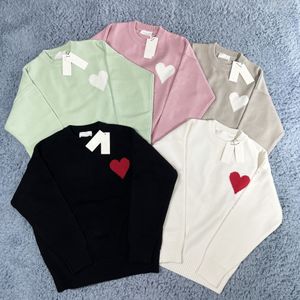 Men's Sweaters designer Macaron color heart-shaped jacquard men's and women's loose round neck knitted sweater