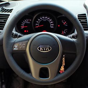 Covers Steering wheel cover Case for KIA Forte Soul Genuine leather DIY Handstitch Car styling Interior decoration Car leather accessori