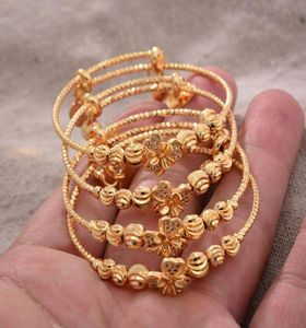 Bangle 4 pcs 24k africano árabe cor de ouro pulseiras para bebê pulseira crianças jóias nascido bonito pulseiras românticas presentes6834525