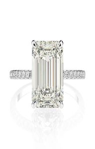 Real 925 prata esterlina esmeralda corte criado moissanite diamante anéis de casamento para mulheres proposta de luxo anel de noivado 2011162818954