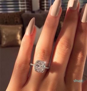 Pierścień obietnicy 925 srebrna poduszka srebrna Cut 3CT Diamond zaręczynowy Pierścienie dla kobiet mężczyzn biżuteria 5273682